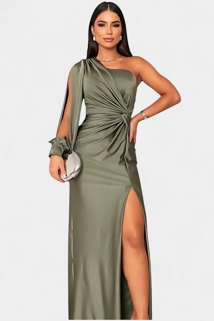 Gabrijela Robe Asymétrique avec Drapé sur une Épaule