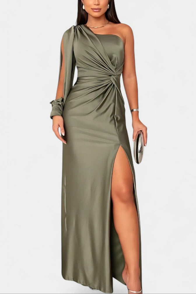 Gabrijela Robe Asymétrique avec Drapé sur une Épaule