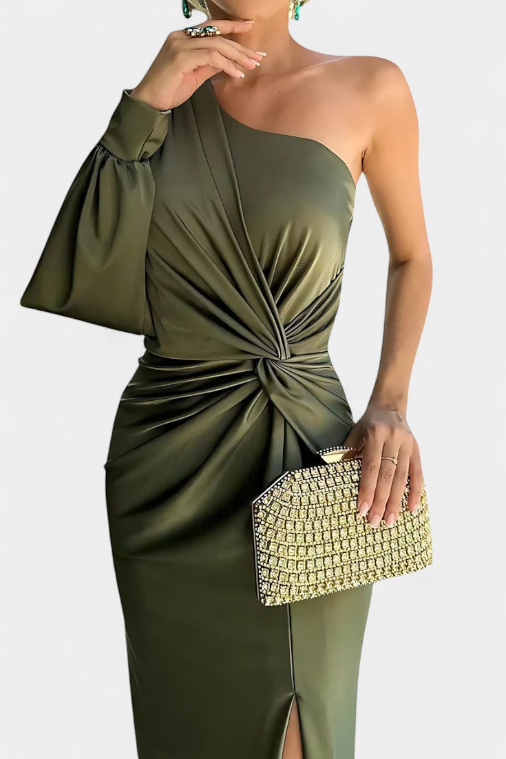 Gabrijela Robe Asymétrique avec Drapé sur une Épaule