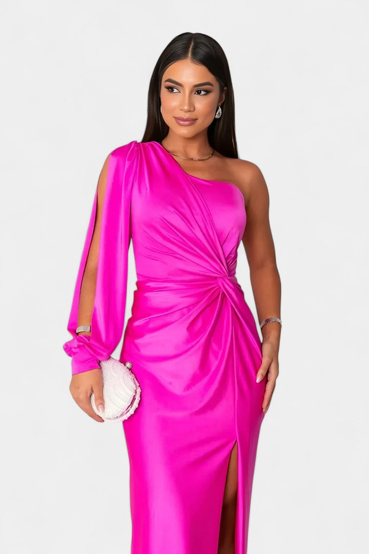 Robe Asymétrique Andrea avec Drapé sur une Épaule