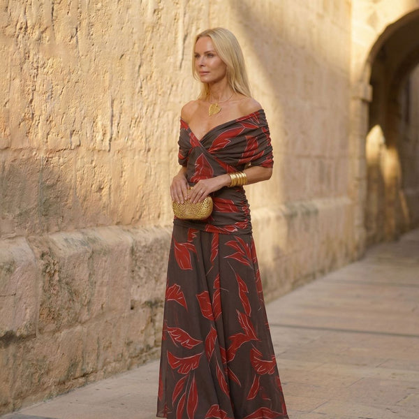 Poppy | Élégante Robe avec Motif Feuilles