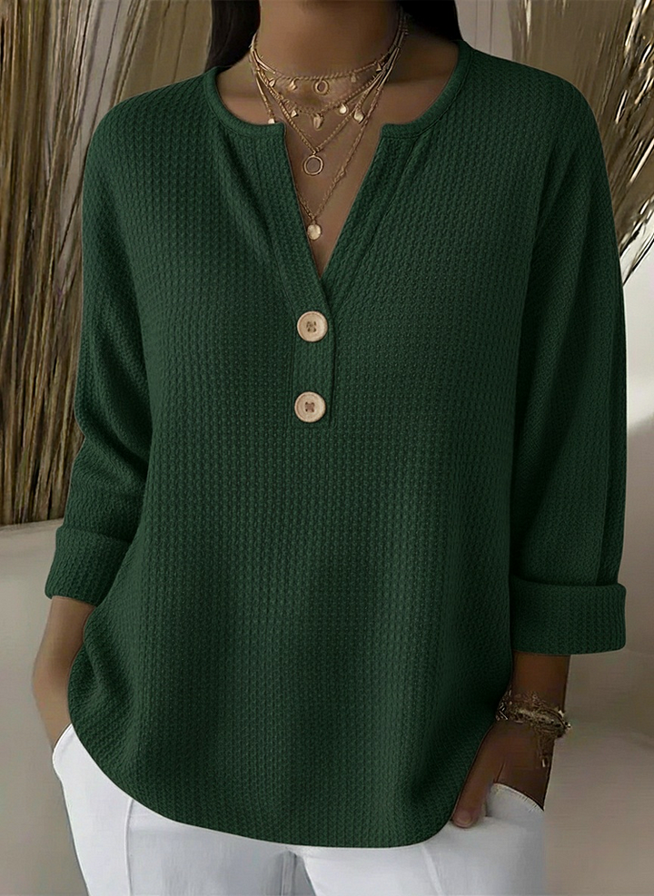 Lucía | T-shirt Henley gaufrée avec boutons