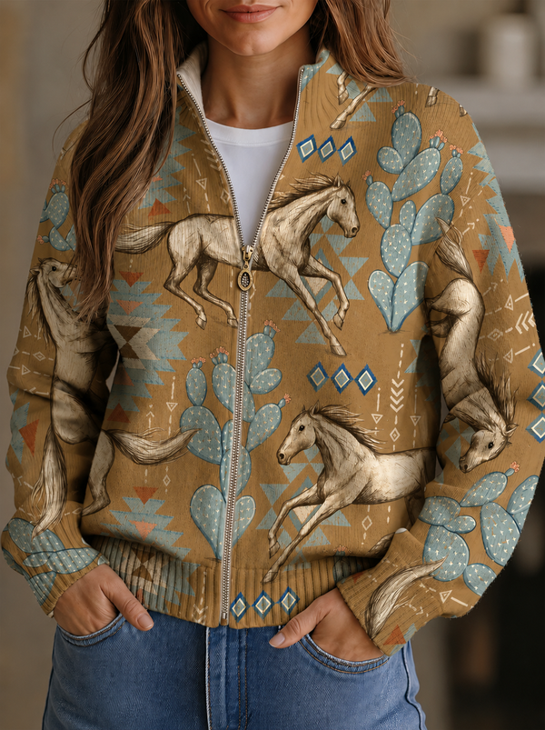 Winona | Cardigan zippé en désert et cactus
