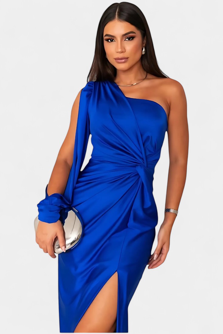 Robe Asymétrique Andrea avec Drapé sur une Épaule