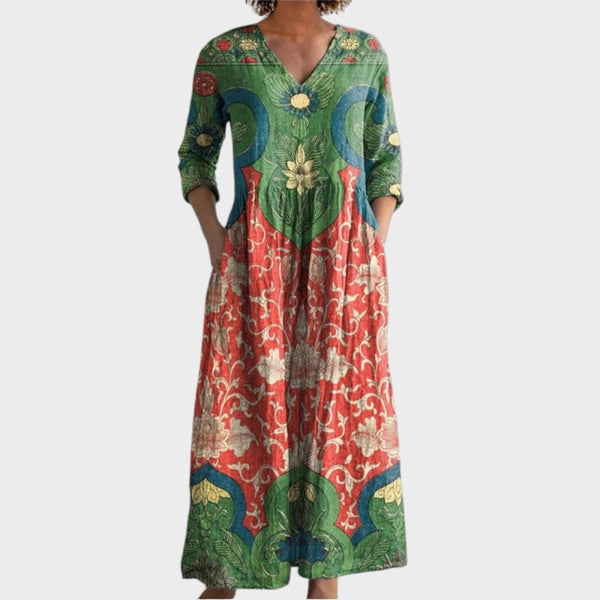 Klara - Robe longue avec imprimé floral vintage