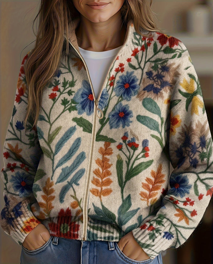 Clementine | Cardigan zippé de jardin botanique